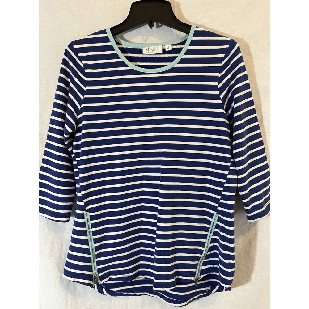 D&Co Active Women’s Small Navy Striped Long Sleeve Shirt